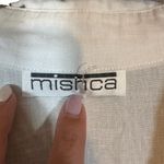 Mishca White Floral Long Sleeve Linen Opened Front Tie Knot Blouse Women Size L Photo 6