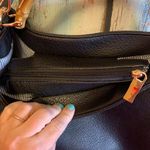 Le Miel NWT  Black Vegan Black Zipper Purse with Faux Bamboo Handle Photo 4