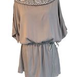 Alice + Olivia gray beaded collar shift dress with corded belt, Size M NWT Photo 0