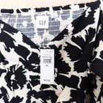 Gap Womens Top Size XL Black White Floral Puff Sleeve Dark Cottage Boho Romantic Photo 3
