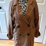 Lost + Wander Anthropologie orange & yellow plaid double breasted trench coat Photo 2