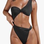 None New monokini One-Shoulder Black Swimsuit Sz M Photo 0