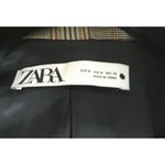 ZARA  Womens‎ Blazer Jacket Medium Brown Plaid Double Breasted Preppy Career Photo 5