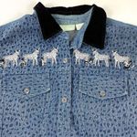 Vintage 100% Cotton Animal Print Denim Vest Size L Photo 1