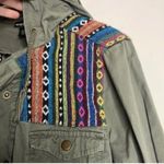 Wet Seal  100% Cotton Green Cargo Utility Hooded Jacket Southwest Patteren Photo 1