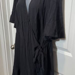 Ava & Viv AVA VIV Womens Black Wrap Romper 1X Short Sleeve V Neck Tie Photo 0