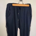 Navy Blue Sweatpants Sequin Side Stripes Size M Photo 1