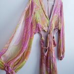 ZARA Bohemian Long Sleeve Open Side Paisley Mini Dress Photo 5