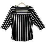 Adrianna Papell  Square Neck Top Shirt Plus Sz 1X‎ Black Tan Stripes Office Work Photo 0