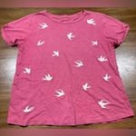 Lucky Brand  Size L Pink W/ Embroidered White Bird Photo 0