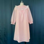 Vintage 70s Pastel Pink Lace Eyelet Ruffle Dress Photo 0