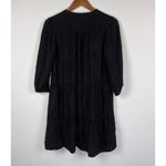 Nation Ltd Black Textured Tiered Dress Long Sleeve Tie Neck Sz S USA Photo 4