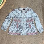 Johnny Was Biya Deliza Embroidered silk Boho Tunic Blouse Large Photo 3