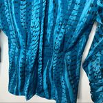 Vintage XS Blue Cinch Waist Blouse 80s 90s Glam Satin Photo 4