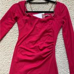 Wine Red Square Neck Midi‎ Dress with Chain Detail, US Size S/XS, Party new Photo 3
