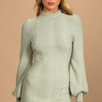 Lulus  Thankful Thoughts Sage Green Cable Knit Sweater Dress XL NWT Photo 0