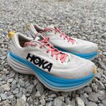 Hoka Women’s 8B  Bondi 8 Running Shoe - White Blue Pink Photo 1