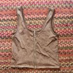 BELLA SEAMLESS BROWN RIBBED ZIP FRONT TANK Size M Photo 0