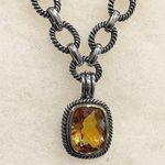 Sterling Silver Faceted Golden Orange Citrine  Open Cable Link Necklace Photo 8