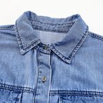 Sleeveless Denim High Waist Button front Dress Tiered Skirt Boho Western Medium Blue Photo 10