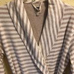 Anne Klein Beige/White Striped Cotton Blend Robe Tie /Belt Closure EUC S Photo 6