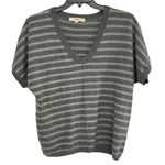 Loft Ann Taylor Women's Gray Striped Short Sleeve Wool Blend Sweater Sz S Photo 0