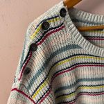 Caslon Light Gray Colorful Stripe Round Neck Knit Pullover Sweater Size S NWT Photo 3