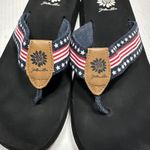 Yellow Box  Shoes Womens Size 8.5 Black Flip Flop Sandals Patriotic Stars Stripes Photo 7
