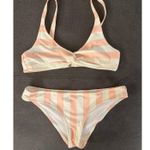 Solid & Striped Pink/White Striped Twist Front 2 Piece Swim Bikini Set Medium Photo 0