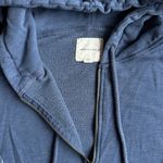 American Eagle Women’s Blue Zip-Up Hoodie with Floral Design Photo 3