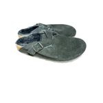 Birkenstock  Black Suede Leather Boston Shearling Clog Slippers Size 9.5 Photo 1