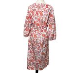Croft & Barrow  Split Neck Shirt Dress Integrated Belt Red Orange Paisley Size XL Photo 5