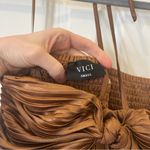 VICI  Pleated Long Brown Strapless Halter Maxi Dress size S Photo 4
