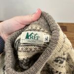 REI Womens Pure Wool Sweater XL Crewneck Beige Nordic Fairisle Knit Vintage Tan Photo 1