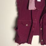 EnChanté Cropped Raw Hem Vest Gingham Maroon Plum Purple Size L Photo 3