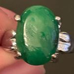 Woman green jade S925 silver ring size 6.5 Photo 4
