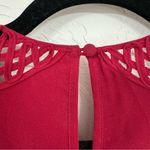 Karen Millen  Red Pleated Mini Dress Womens 8 Formal Cut Outs Short Sleeve Twee Photo 7