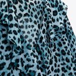 ZARA  Ruffled Animal Print Long Sleeve Blouse Top in Blue / Black Photo 2