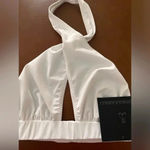 Revolve Norma Kamali Cross Halter Bikini Top Sz S in White Photo 3