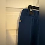 Andrew Marc  Women's Scuba Satin-Trim Slim-Leg Pants Navy Blue Knit Pants Large Photo 6