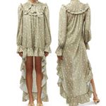 We Wore What New Floral Tie Neck Long Sleeve High Low Dress Green Size Small Photo 1