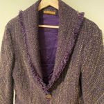 Jennifer Butler Womans Purple Tweed Asymmetrical Jacket Size Large Photo 2