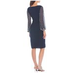 New Marina Round Neck Beaded Lace Long Sleeve Side Drape Sheath Dress 6 Photo 9