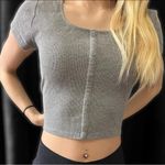 Wild Fable Gray Waffle Short Sleeve Crop Top — Buttons — XS — Summer — Like New Photo 7