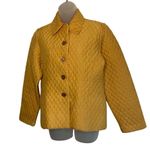 Kiko Yellow Quilted 100% Silk Womens Jacket With Button Front & Collar Photo 8