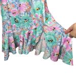Vintage‎ Avon Teal Pink Floral V Back Midi Dress With Mermaid Ruffle Bottom Hem Size 8 Photo 4