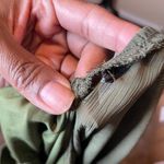 Exlura Olive Green Square Neck Cutout Back Mini Dress Terylene Babydoll XL Boho Photo 9