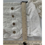 ZARA Shirt Womens Large White Off Shoulder Eyelet Ruffle Sleeve Button Crop Top Photo 6