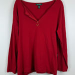 Ralph Lauren Lauren Henley Top Women's 2X Red Long Sleeve Blouse Classic Casual Photo 0