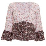 Intermix  Doryll Bell Sleeve Silk Floral Print Blouse Size 6 Photo 2